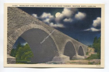 Moonlight over Linville River on Blue Ridge Parkway Western North Carolina Postcard