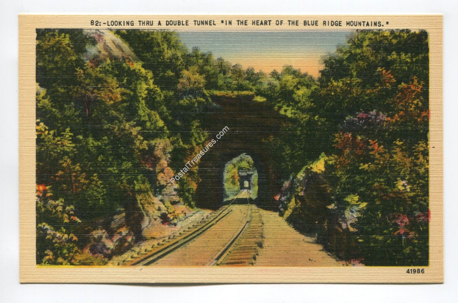 Looking thru a Double Tunnel in the Heart of the Blue Ridge Mountains Postcard