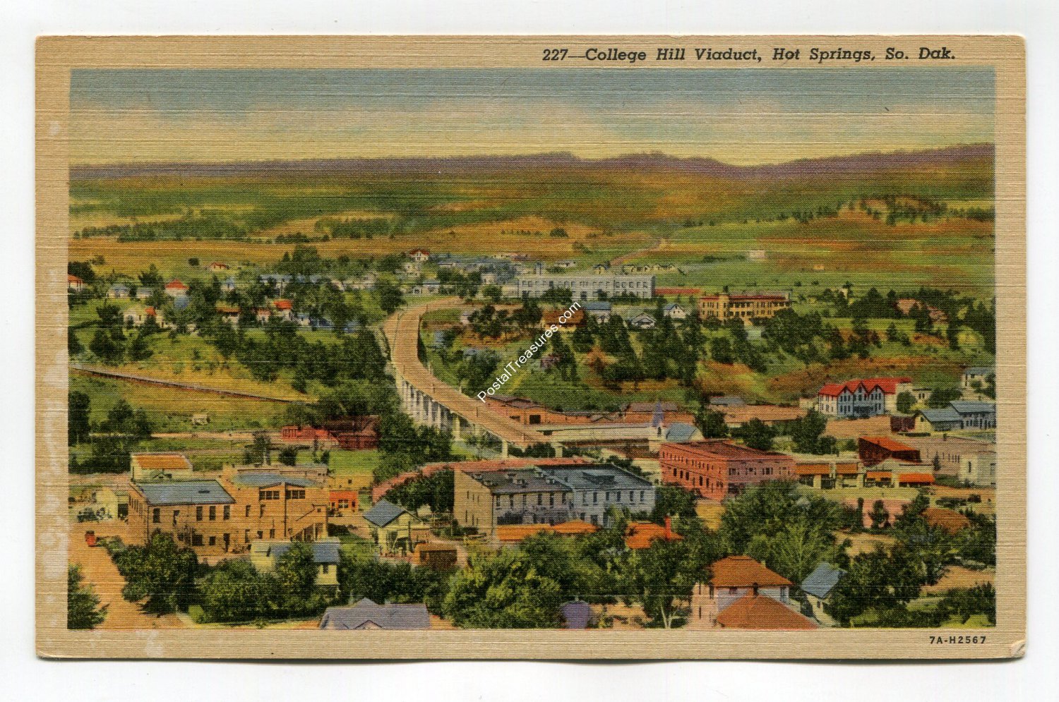 College Hill Viaduct Hot Springs South Dakota Postcard