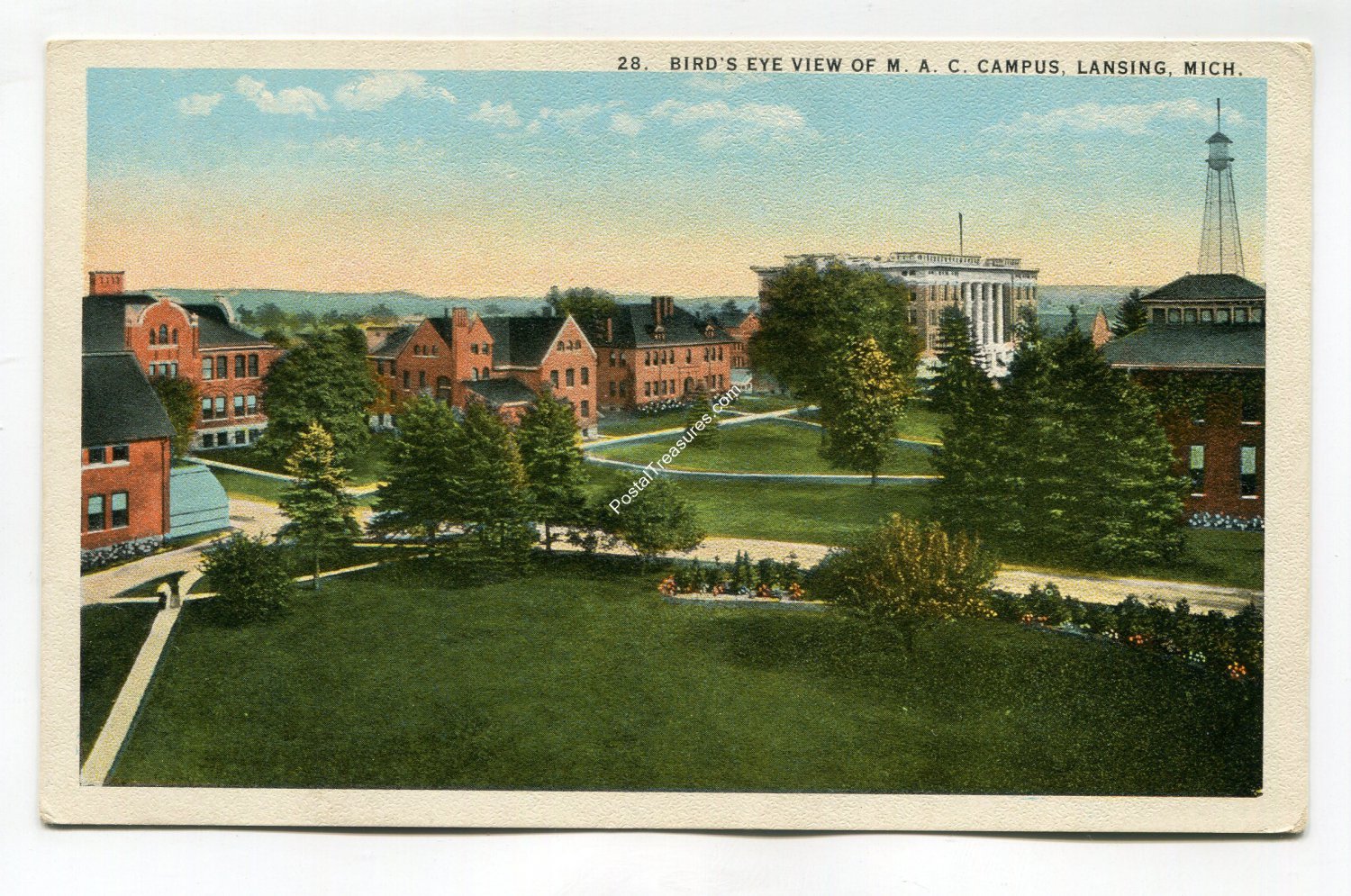 Birds Eye View of M A C Campus Lansing Michigan Postcard