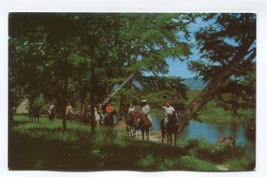 Riding Horses along Frio River near Garner State Park Texas Postcard