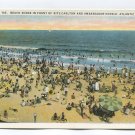 Beach Scene in front of Ritz-Carlton and Ambassador Hotels Atlantic City New Jersey Postcard