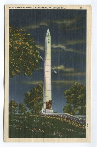 World War Monument Paterson New Jersey Postcard