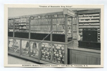 Eckerd's Modern Prescription Counter 1530 Main Street Columbia South Carolina Postcard