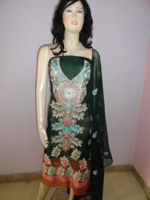 PAKAPPAREL : Pure PK Crinkle Chiffon Salwar Shalwar Kameez- C10-134-3 E&E