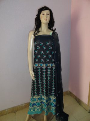 PAKAPPAREL : Pure PK Crinkle Chiffon Salwar Shalwar Kameez- C10-140-1 E&E