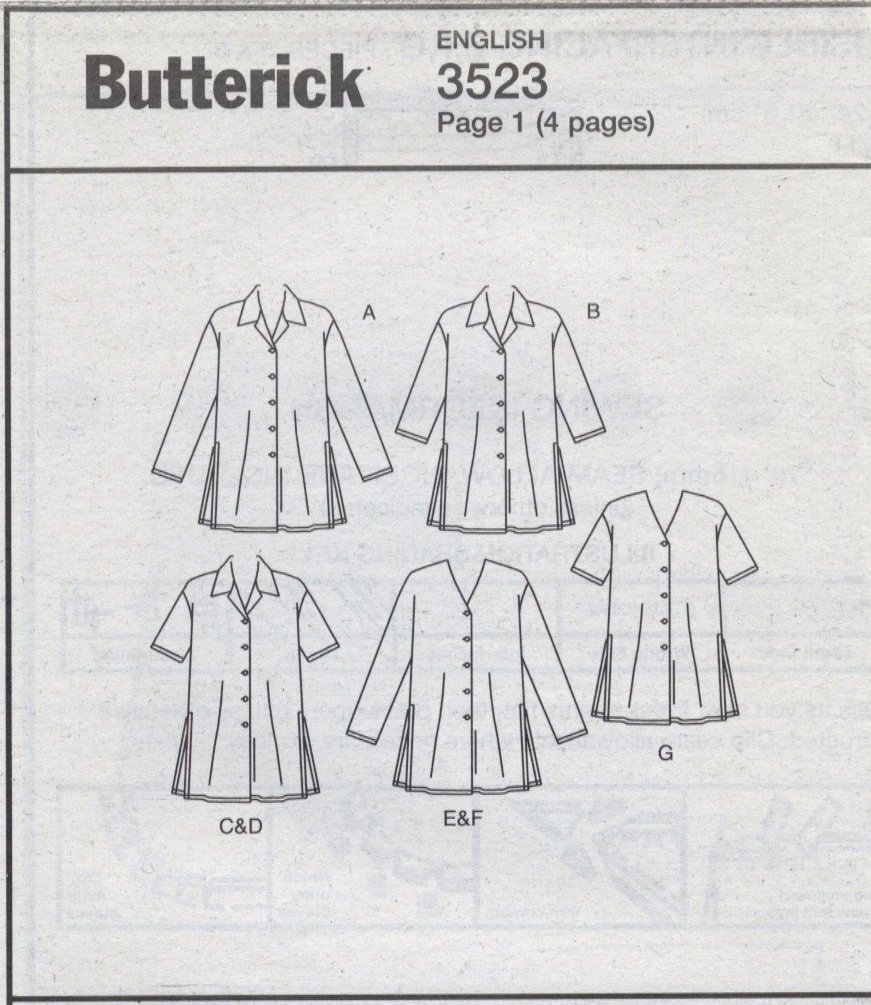 SOLD — Butterick 3523 Sewing Pattern Very Easy Tops Summer / Casual