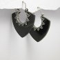 Black wood and sterling silver bali style earring  925e- 71-807-203