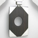 Dark brown wood and sterling silver rectangular pendant  925e-71-807-253