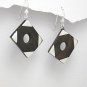 Dark brown wood and sterling silver diamond earrings  925e- 71-807-254