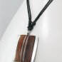 Dark brown wood and stainless steel fashion necklace  925e- 66-796-250
