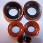 EBONY + redwood wood ear gauges spacers  2g 0g 00g 7/16" 1/2" 9/16" 3/4" 7/8" 1" 11/8"