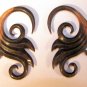 Organic Tiger EBONY flower plug spiral ear gauge  2g or 0g