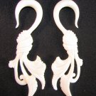 Summer breezes ornately carved ear gauges, 2g or 4g bone spirals or hanging earrings