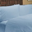 NEW 1000TC 4PCs BED SHEET SET QUEEN STRIPE BLUE 100% EGYPTIAN COTTON