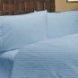 NEW 1000TC 4PCs BED SHEET SET QUEEN STRIPE BLUE 100% EGYPTIAN COTTON
