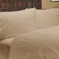 NEW 1000TC 4PCs BED SHEET SET QUEEN STRIPE TAUPE 100% EGYPTIAN COTTON