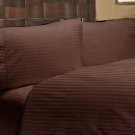 NEW 1000TC 4PCs BED SHEET SET QUEEN STRIPE CHOCOLATE 100% EGYPTIAN COTTON