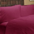 NEW 1000TC 4PCs BED SHEET SET QUEEN STRIPE BURGUNDY 100% EGYPTIAN COTTON