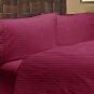 NEW 1000TC 4PCs BED SHEET SET QUEEN STRIPE BURGUNDY 100% EGYPTIAN COTTON