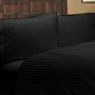 NEW 1000TC 4PCs BED SHEET SET QUEEN STRIPE BLACK 100% EGYPTIAN COTTON
