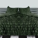 1000TC WATERFALL SOLID RUFFLED MOSS 3PCs DUVET COVER SET FULL/QUEEN 100% EGYPTIAN COTTON