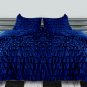1000TC WATERFALL SOLID RUFFLED EGYPTIAN BLUE 3PCs DUVET COVER SET FULL/QUEEN 100% EGYPTIAN COTTON