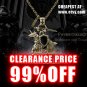 MENS JEWELLERY Unisex Antique Brass Pavise Warrior Pendant Necklace SALE (gold color)