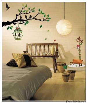 Bird-cage hanging tree Wall Stickers ECO-014
