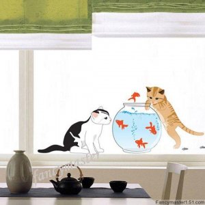 Cat and Fish Wall Stickers SS-58237