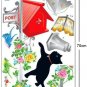 Cat and lamp posts with house Wall Stickers KR-0012