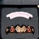 Red & Clear Stoned Gold Colored Grillz