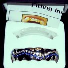 Silver Colored Blue & Clear Stoned Wave Pattern Grillz