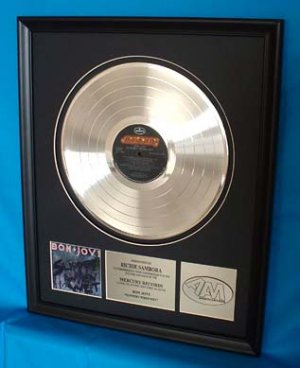 BON JOVI PLATINUM RECORD AWARD "SLIPPERY WHEN WET"