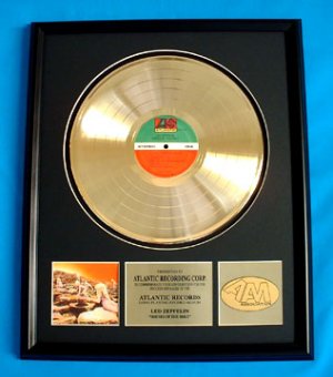 LED ZEPPELIN GOLD RECORD AWARD "HOUSES OF THE HOLY"