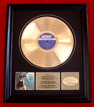 ROLLING STONES GOLD RECORD AWARD - TO: MICK JAGGER