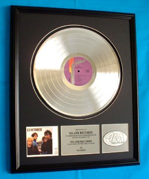 U2 PLATINUM RECORD AWARD "OCTOBER"