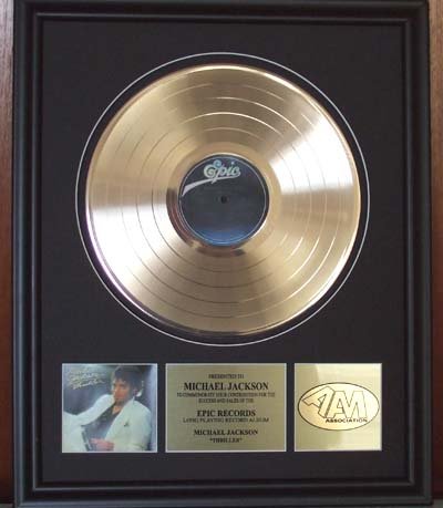 MICHAEL JACKSON GOLD RECORD AWARD 