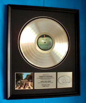 THE BEATLES PLATINUM RECORD AWARD " ABBEY ROAD"