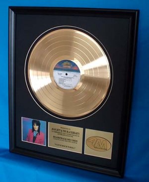 JOAN JETT GOLD RECORD AWARD "I LOVE ROCK N ROLL"