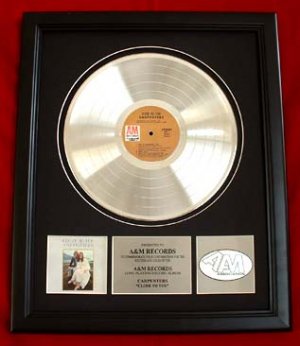 THE CARPENTERS PLATINUM RECORD AWARD "CLOSE TO YOU"