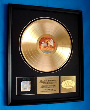 LED ZEPPELIN GOLD RECORD AWARD "SONG REMAINS THE SAME"