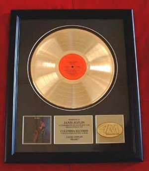 JANIS JOPLIN GOLD RECORD AWARD "PEARL"