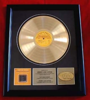 JERRY LEE LEWIS GOLD RECORD AWARD "GREATEST HITS"  SUN RECORDS