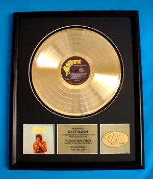 TOM JONES GOLD RECORD AWARD - GREATEST HITS