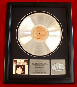 ELVIS PRESLEY PLATINUM RECORD AWARD "LOVE LETTERS"