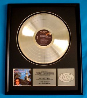 ELVIS PRESLEY PLATINUM RECORD AWARD "HOW GREAT THOU ART"
