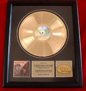 BLACK SABBATH GOLD RECORD AWARD