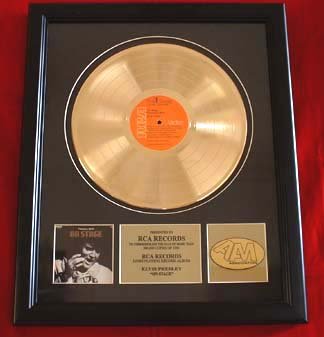 ELVIS PRESLEY GOLD RECORD AWARD  "ON STAGE"