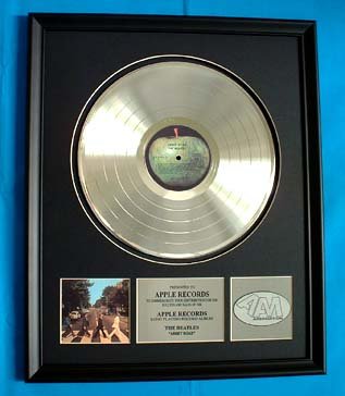 THE BEATLES PLATINUM RECORD AWARD "ABBEY ROAD"